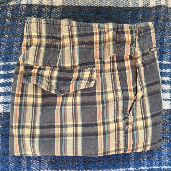 Campus Crew Plaid Shorts Mens Size 34 x 10 Blue Cream Pockets Cotton - Picture 11 of 11
